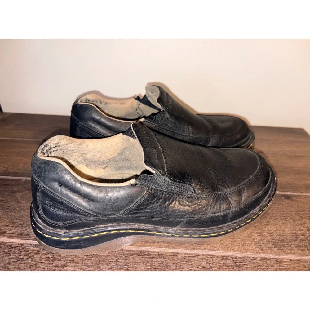 Dr. Martens 11198 Black Leather Slip On Loafers Mens 9 AirWair Shoes AW004